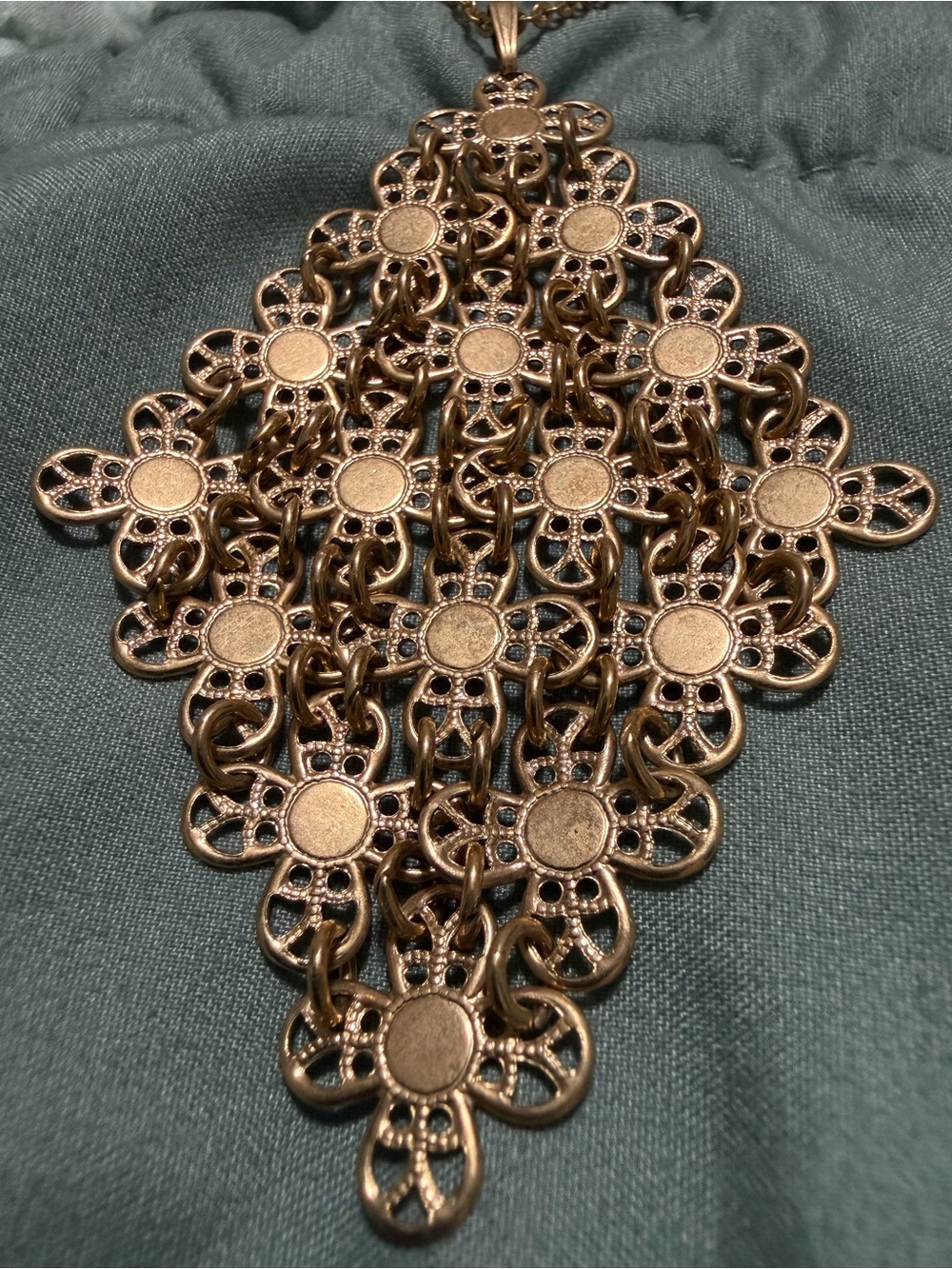 Gold Filigree Statement Pendant Necklace